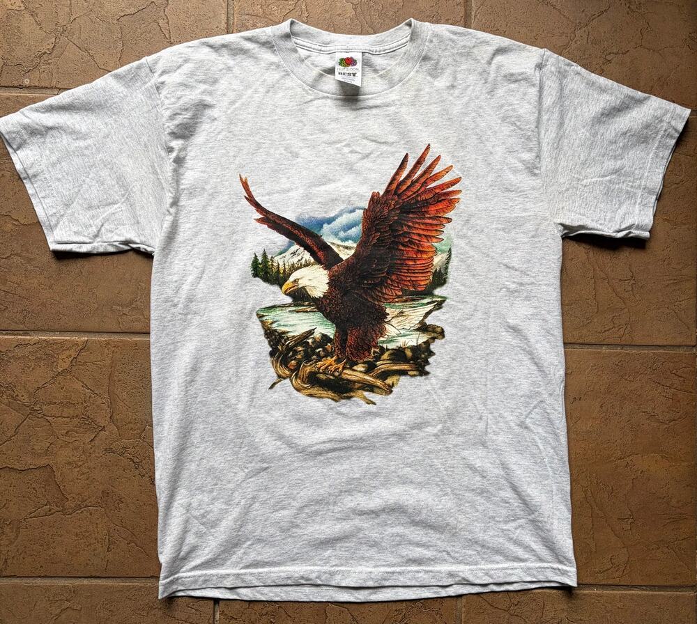 Vintage 90s California Bald Eagle Graphic T Shirt Fruit of the Loom Best Large